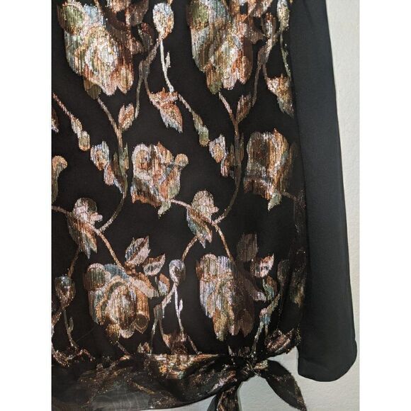 Vintage Another Thyme Black Top with Metallic Floral Motif Medium - Picture 7 of 11